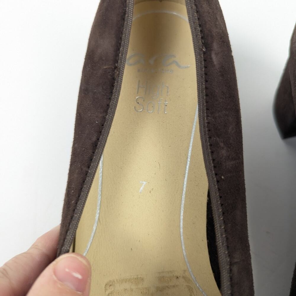 Ara Brown Suede Leather Kendall Heeled Pump Size 7 - Picture 8 of 10